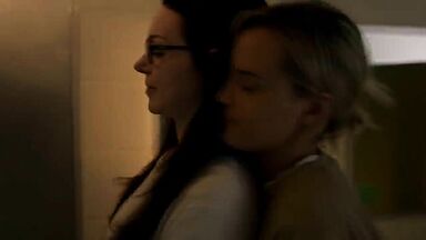 Taylor Schilling and  Laura Prepon as lesbians in Orange Is the New Black