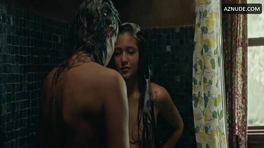 Latin girls bathing together