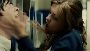 Blowing the lucky guy in school's bathroom