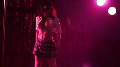Striper with schoolgirl outfit