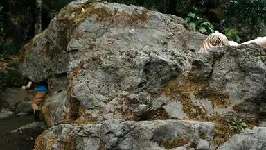 Hot blonde in the water