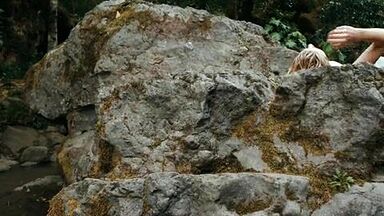 Hot blonde in the water