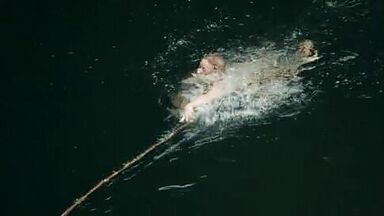 Hot blonde in the water