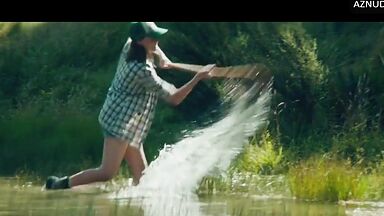 Wild kisses between Margot Robbie and a black man