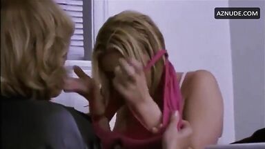 She's crying in the bathroom and only has her bra on