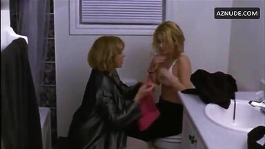 She's crying in the bathroom and only has her bra on