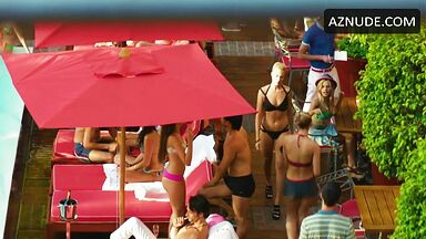 Swimsuit and kisses by the pool