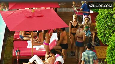 Swimsuit and kisses by the pool