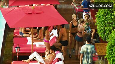 Swimsuit and kisses by the pool