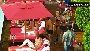 Swimsuit and kisses by the pool