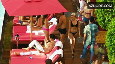 Swimsuit and kisses by the pool