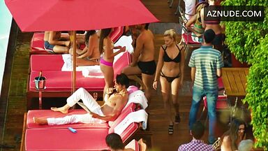 Swimsuit and kisses by the pool