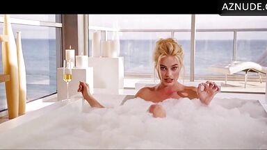 Blonde in a bathtub full of foam