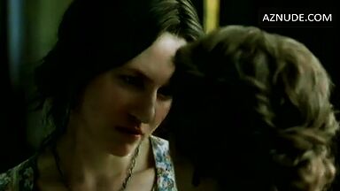 Passionate kiss between two women