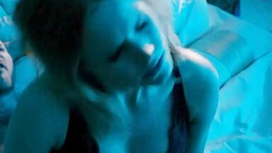 She rides the cock from behind