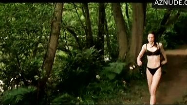 She runs through the forest in her underwear