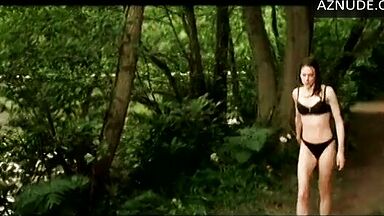 She runs through the forest in her underwear