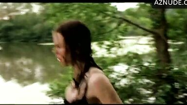 She runs through the forest in her underwear