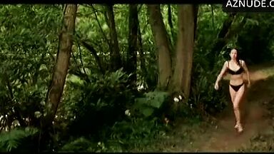 She runs through the forest in her underwear