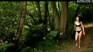 She runs through the forest in her underwear