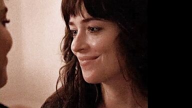 Short kiss between the two brunettes
