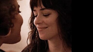 Short kiss between the two brunettes