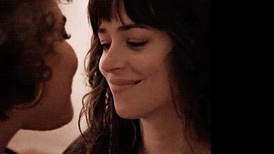 Short kiss between the two brunettes