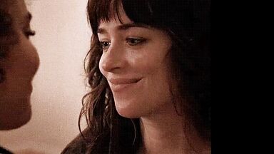 Short kiss between the two brunettes