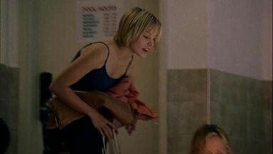 In underwear and in the shower is Kristen Bell