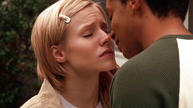 In underwear and in the shower is Kristen Bell