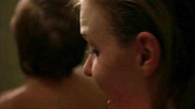 In underwear and in the shower is Kristen Bell