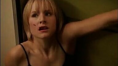 Kristen Bell with a bleeding lip and in pajamas