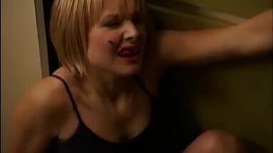 Kristen Bell with a bleeding lip and in pajamas