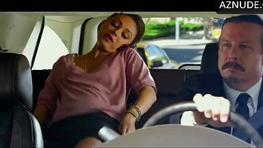 She undresses in the back seat