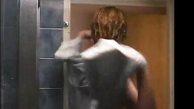 Curly comes out of the shower