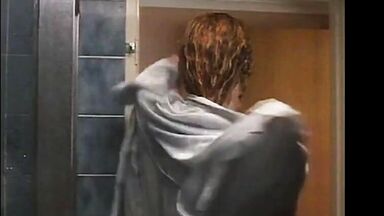 Curly comes out of the shower