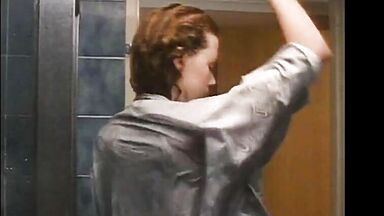 Curly comes out of the shower