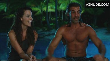 She comes out of the pool in a swimsuit