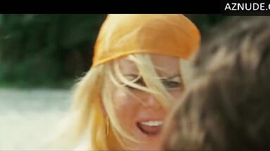 Sexy blonde pisses on him