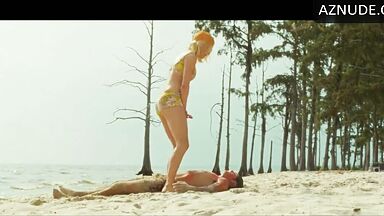 Sexy blonde pisses on him