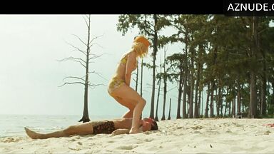 Sexy blonde pisses on him