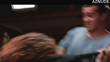 Her panties are visible during the fight