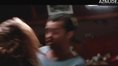 Her panties are visible during the fight