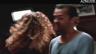 Her panties are visible during the fight