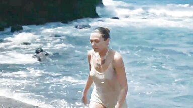 Looking at Olsen's nipples