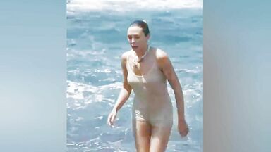 Looking at Olsen's nipples