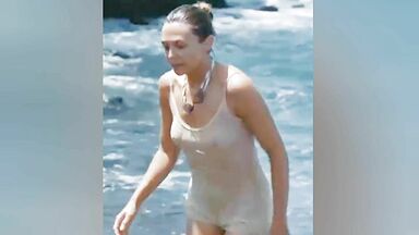 Looking at Olsen's nipples