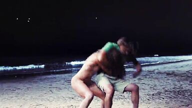Playful in beach