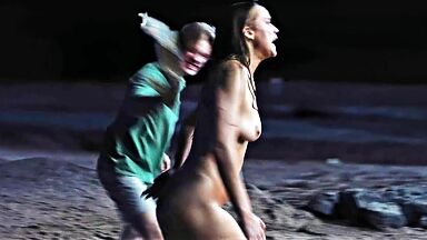 Naked on beach