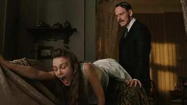 Keira Knightley spanked on the sofa